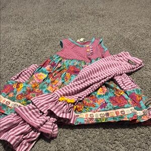 Matilda Jane Pink and Green Ruffled Sundress Casual Sleeveless